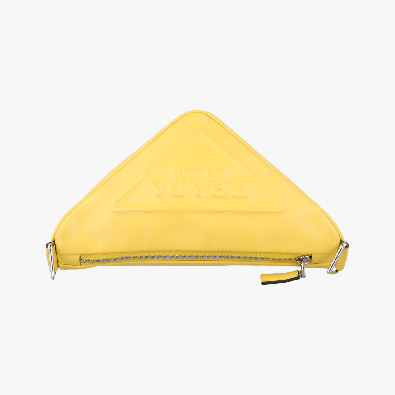 Pre-owned Prada triangle embossed logo Yellow Leather 1BH190 shoulderbag | stylenewstar