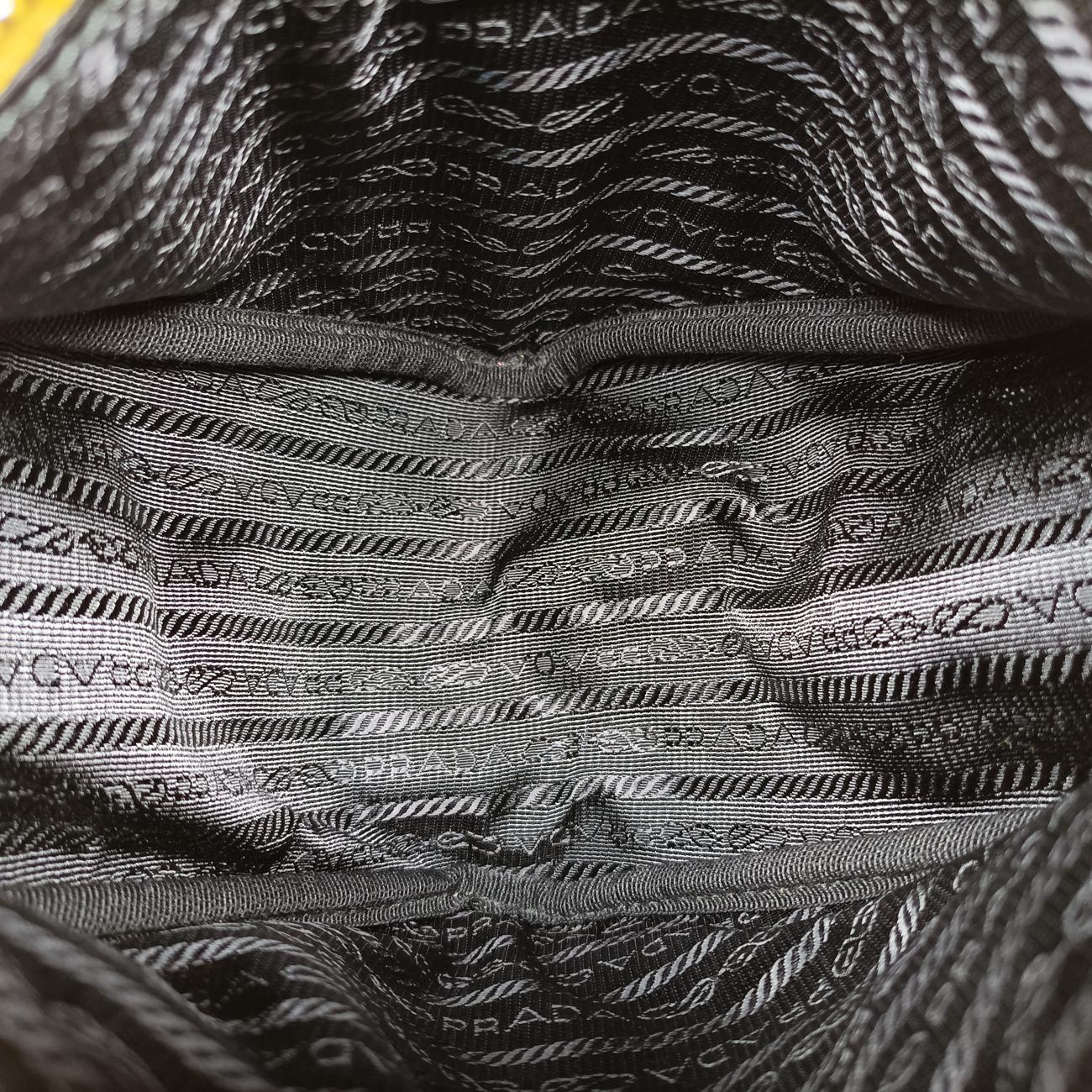 Pre-owned Prada triangle embossed logo Yellow Leather 1BH190 shoulderbag | stylenewstar