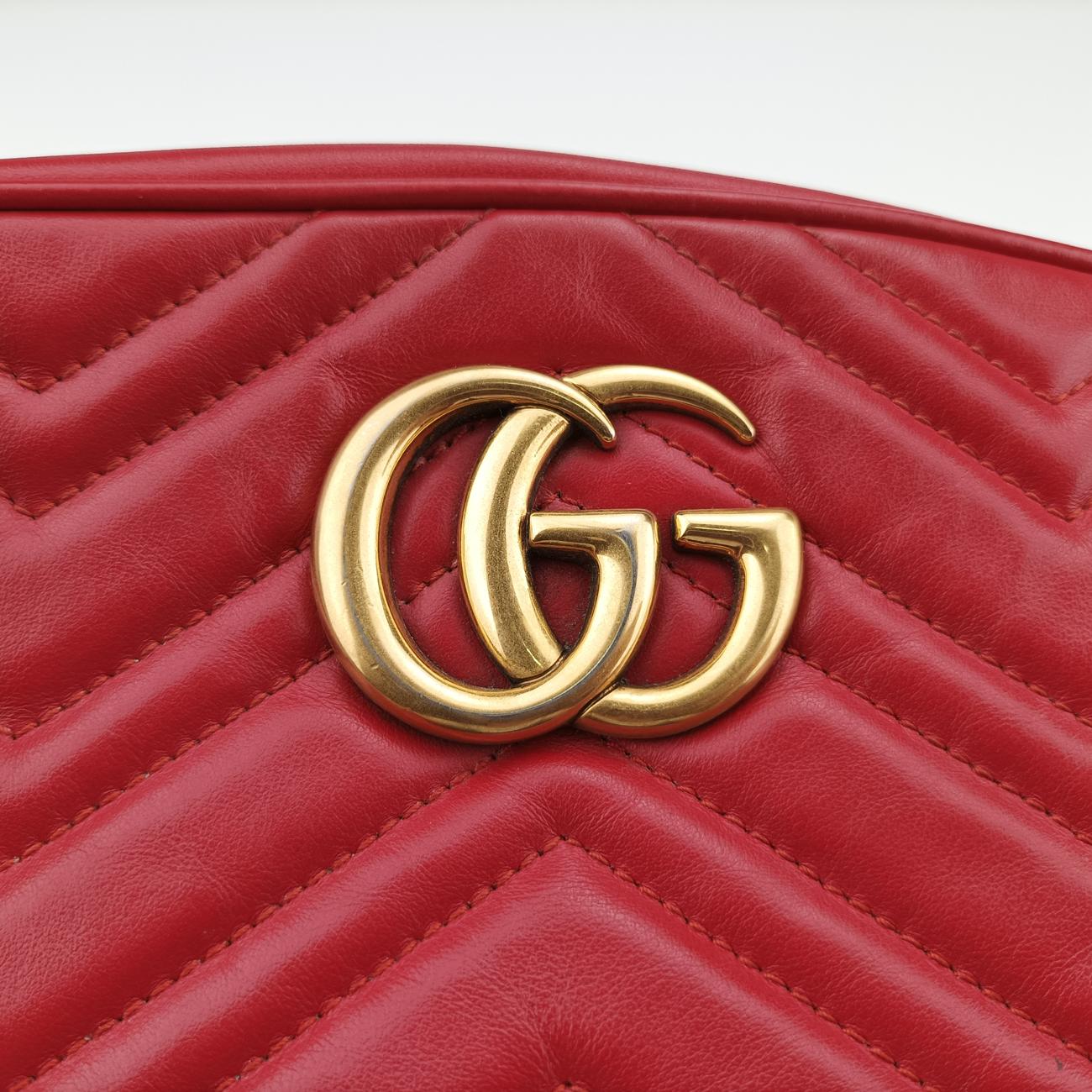 Pre-owned Gucci GG Marmont Red Leather 447632 shoulderbag | stylenewstar