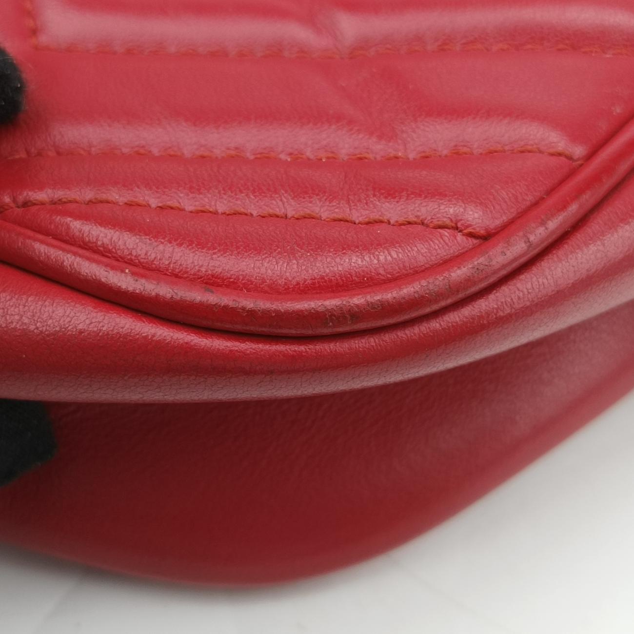 Pre-owned Gucci GG Marmont Red Leather 447632 shoulderbag | stylenewstar