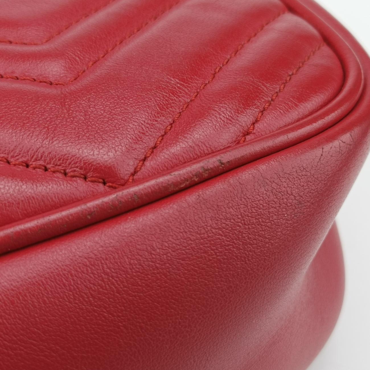 Pre-owned Gucci GG Marmont Red Leather 447632 shoulderbag | stylenewstar