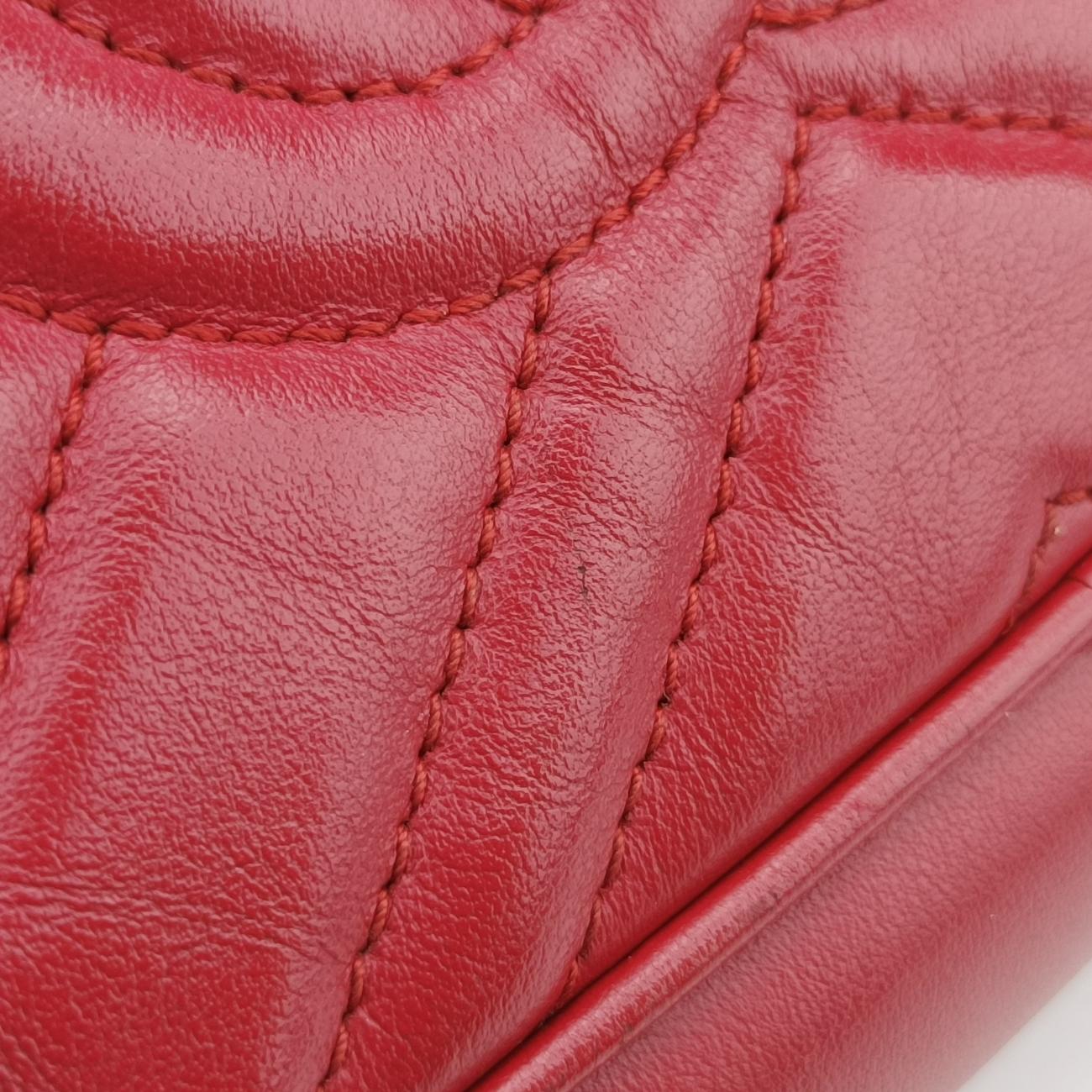 Pre-owned Gucci GG Marmont Red Leather 447632 shoulderbag | stylenewstar