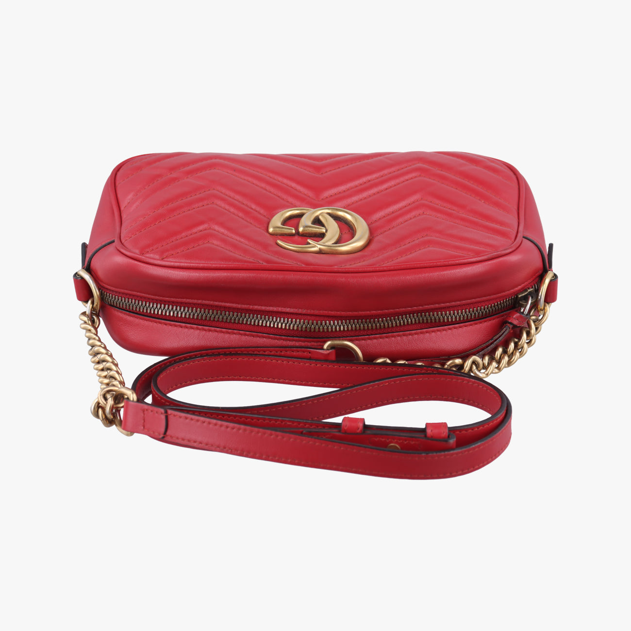 Pre-owned Gucci GG Marmont Red Leather 447632 shoulderbag | stylenewstar