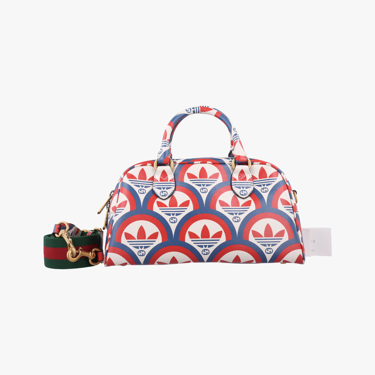 Pre-owned Gucci adidas collaboration mini duffel White x Red x Blue Leather 702397 shoulderbag | stylenewstar