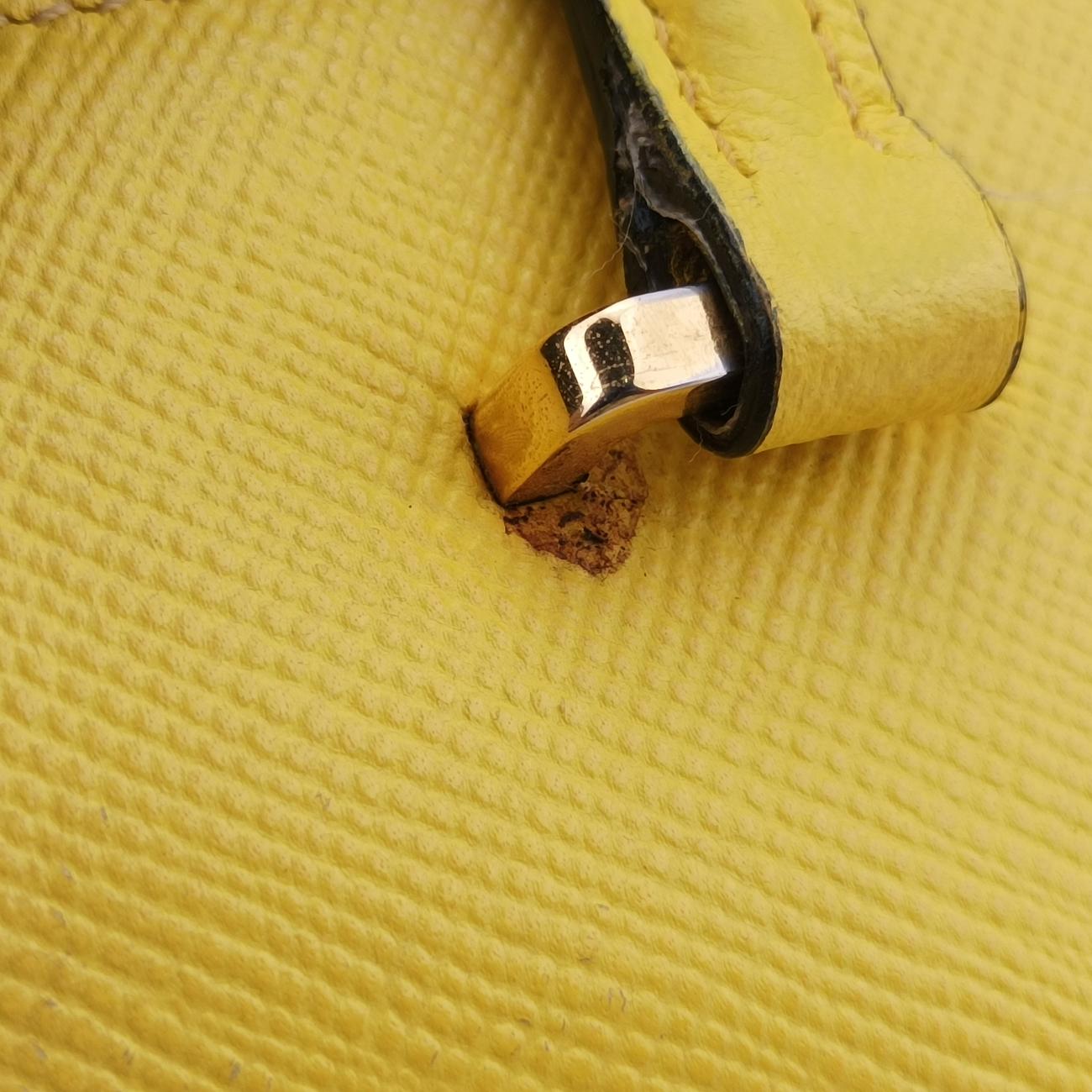 Pre-owned Prada Cuir Studded Open Promenade Yellow Saffiano Leather BN2753 handbag | stylenewstar