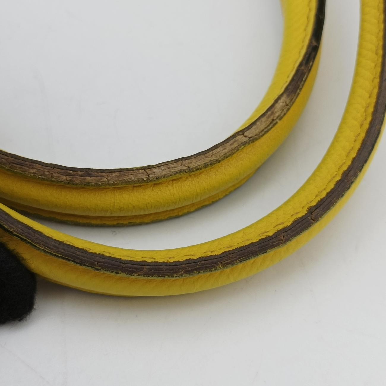 Pre-owned Prada Cuir Studded Open Promenade Yellow Saffiano Leather BN2753 handbag | stylenewstar