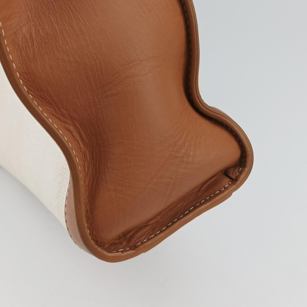 Secondhand Celine Vertical CABAS White×brown Canvas×leather  shoulderbag | stylenewstar