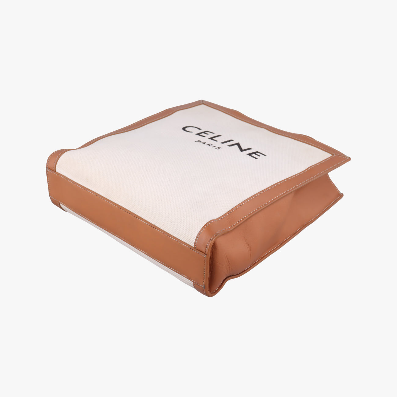 Secondhand Celine Vertical CABAS White×brown Canvas×leather  shoulderbag | stylenewstar