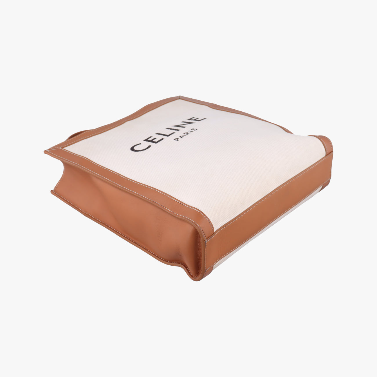 Secondhand Celine Vertical CABAS White×brown Canvas×leather  shoulderbag | stylenewstar