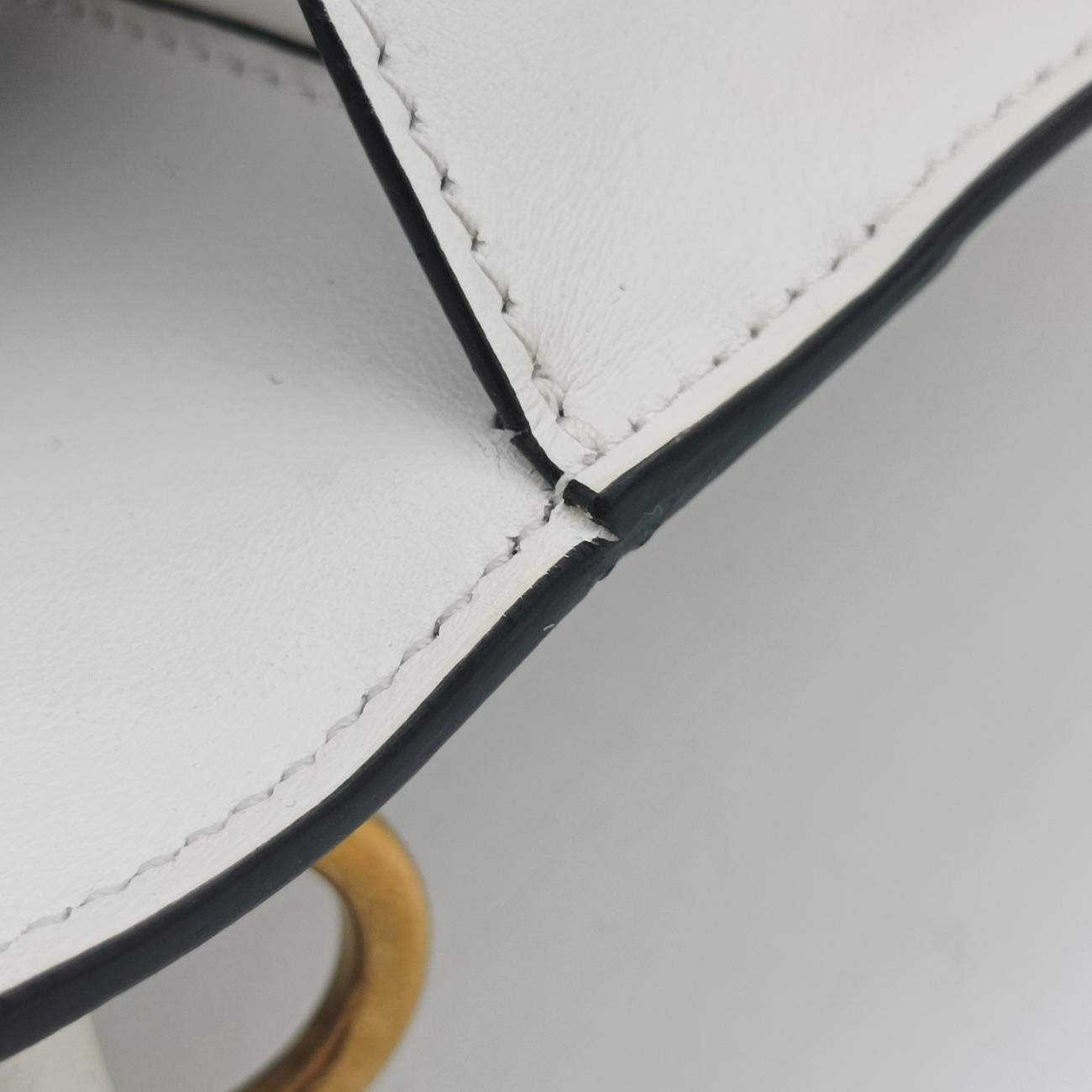 Pre-owned Prada Cahier White Leather x Saffiano leather 1BD095 shoulderbag | stylenewstar