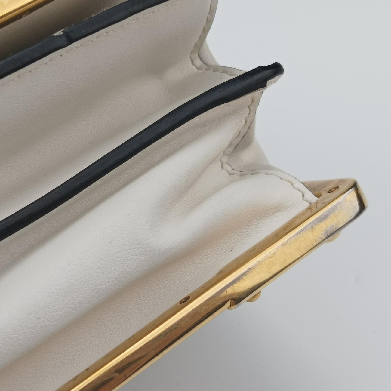 Pre-owned Prada Cahier White Leather x Saffiano leather 1BD095 shoulderbag | stylenewstar