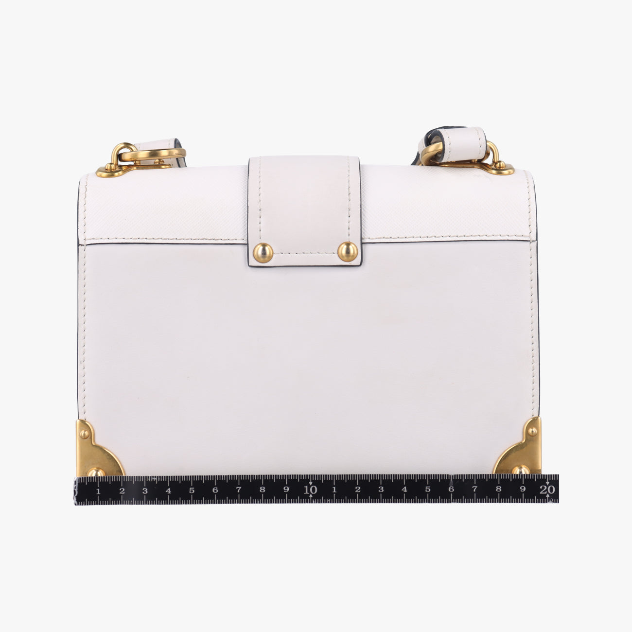 Pre-owned Prada Cahier White Leather x Saffiano leather 1BD095 shoulderbag | stylenewstar