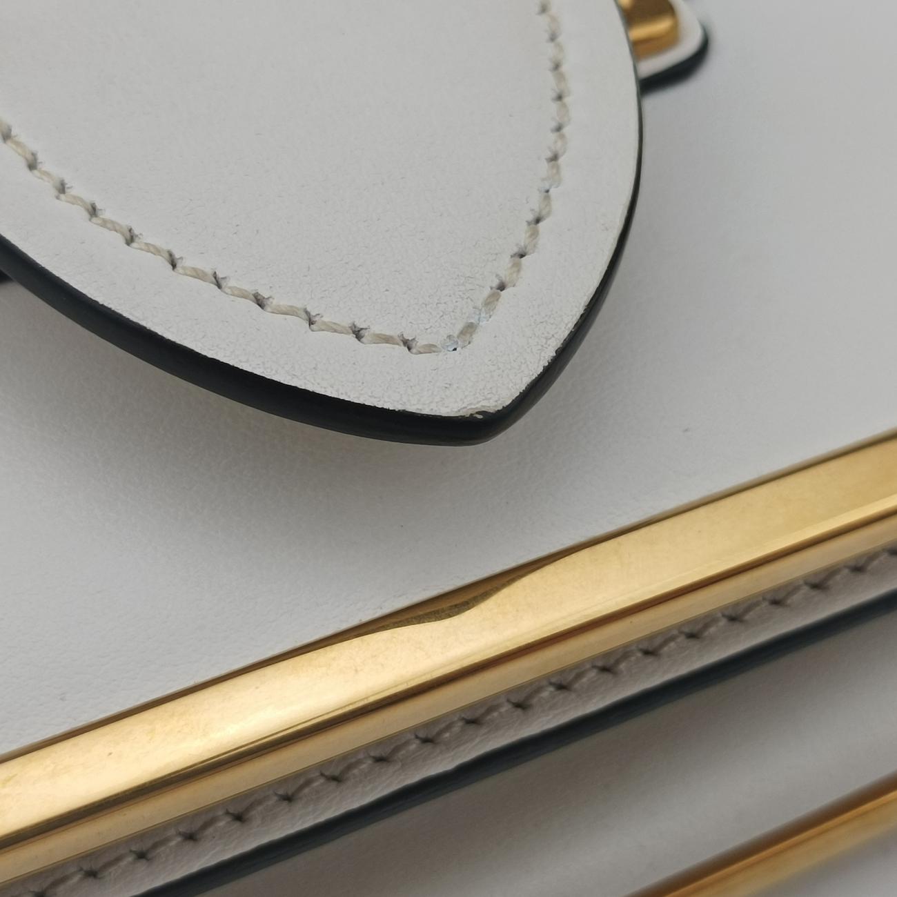 Pre-owned Prada Cahier White Leather x Saffiano leather 1BD095 shoulderbag | stylenewstar