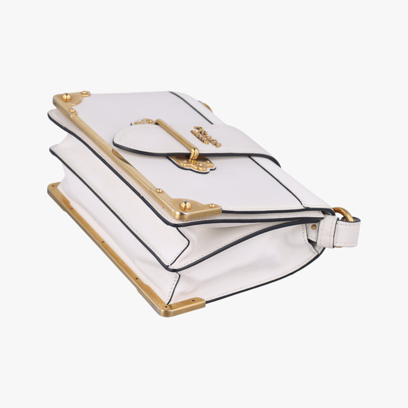 Pre-owned Prada Cahier White Leather x Saffiano leather 1BD095 shoulderbag | stylenewstar