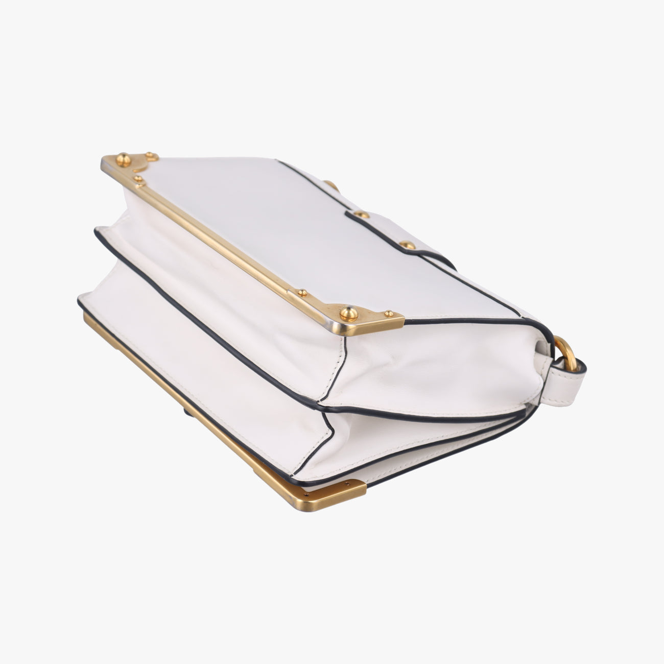 Pre-owned Prada Cahier White Leather x Saffiano leather 1BD095 shoulderbag | stylenewstar