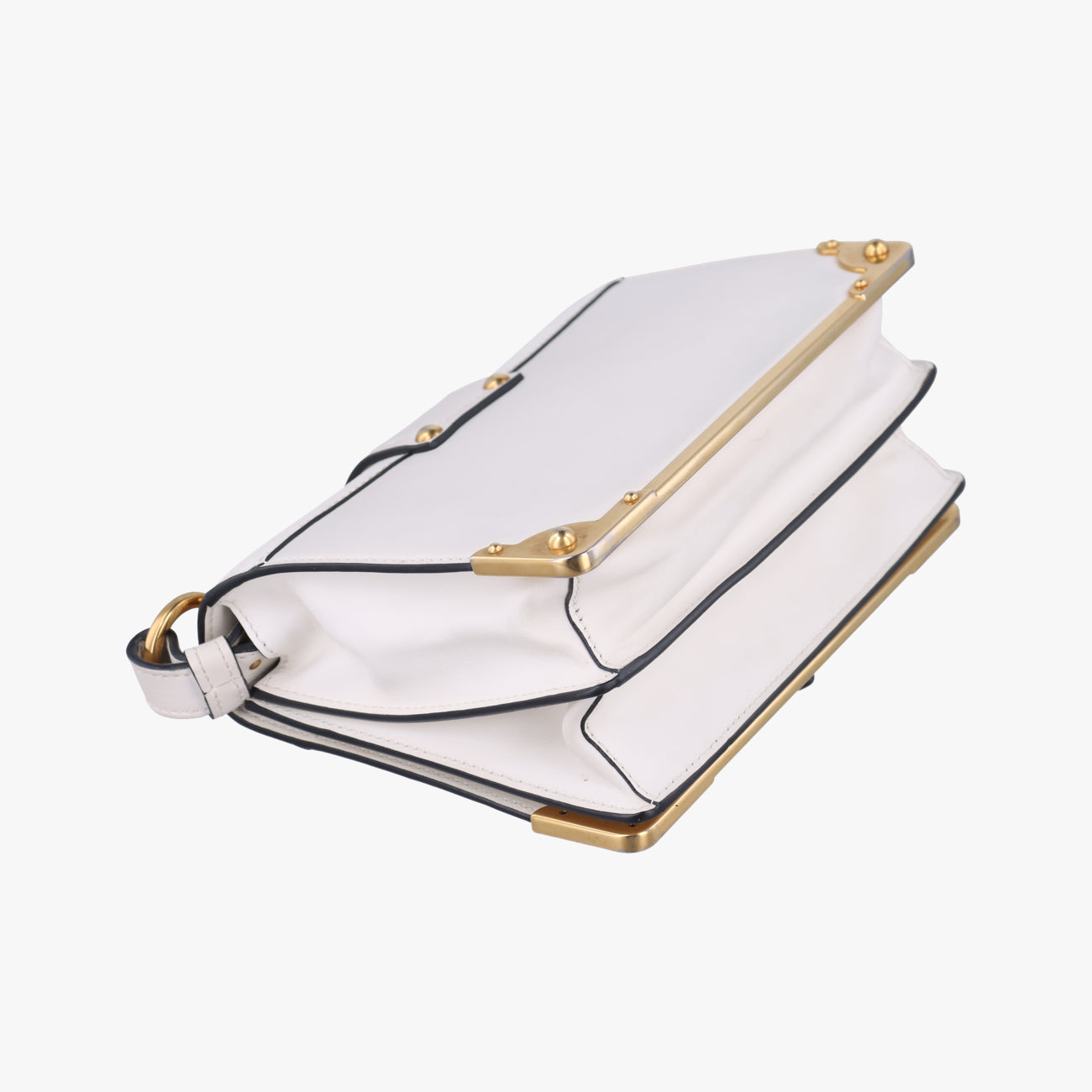 Pre-owned Prada Cahier White Leather x Saffiano leather 1BD095 shoulderbag | stylenewstar