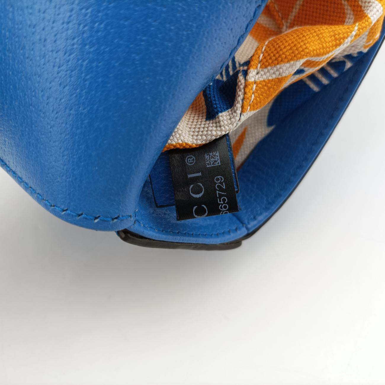 Pre-owned Gucci Adidas collaboration Horsebit Blue×white Leather 722009 shoulderbag | stylenewstar