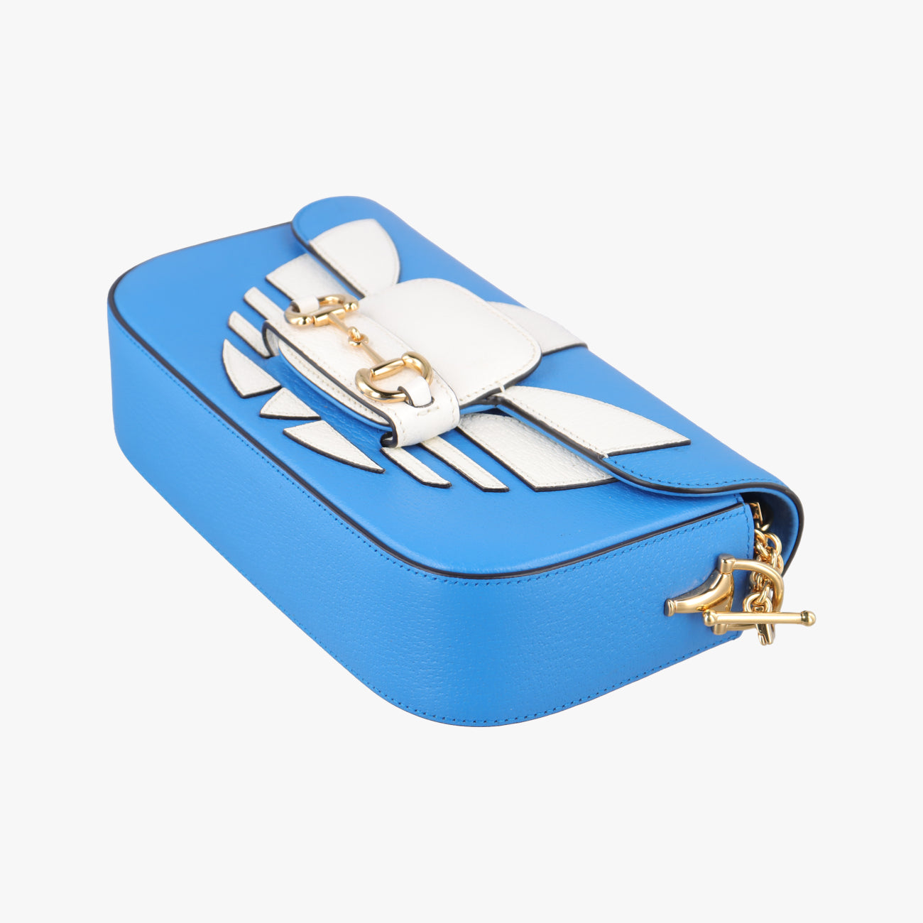Pre-owned Gucci Adidas collaboration Horsebit Blue×white Leather 722009 shoulderbag | stylenewstar