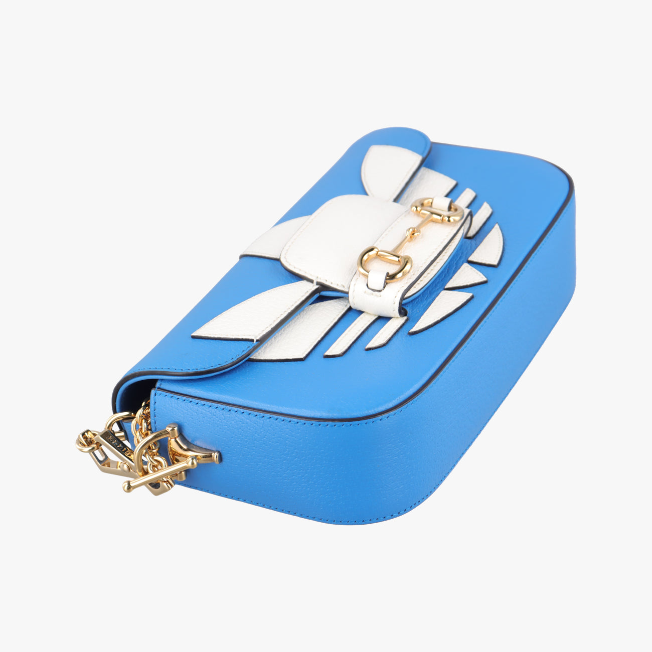 Pre-owned Gucci Adidas collaboration Horsebit Blue×white Leather 722009 shoulderbag | stylenewstar