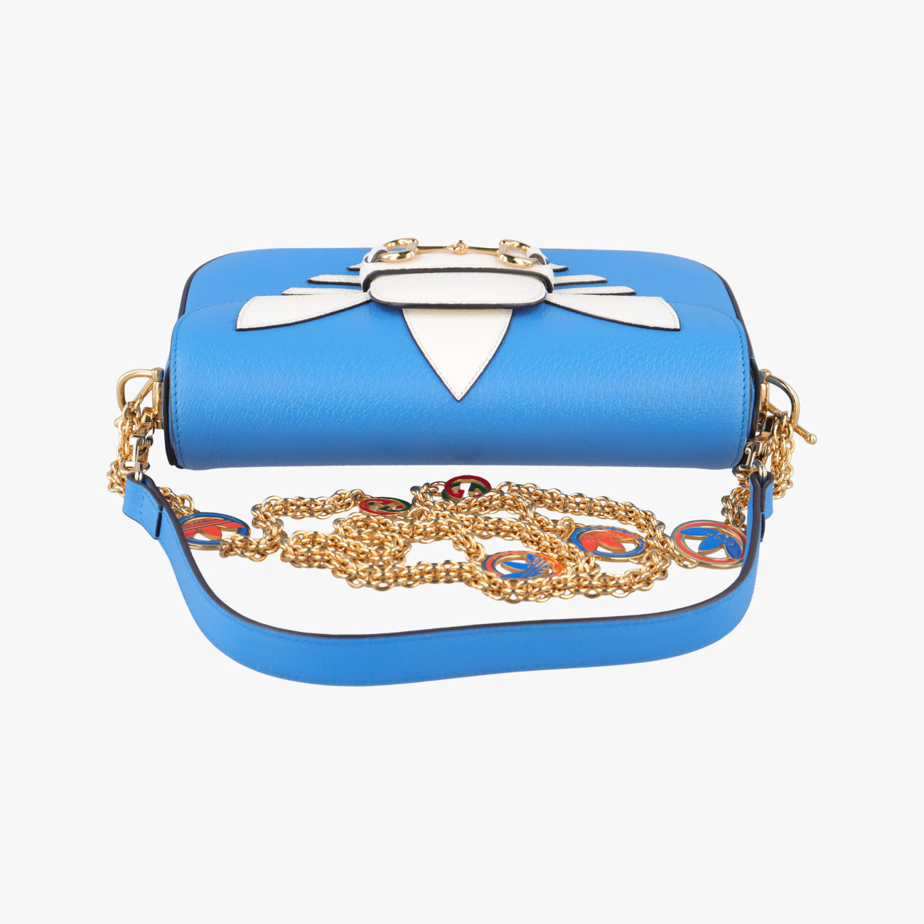 Pre-owned Gucci Adidas collaboration Horsebit Blue×white Leather 722009 shoulderbag | stylenewstar