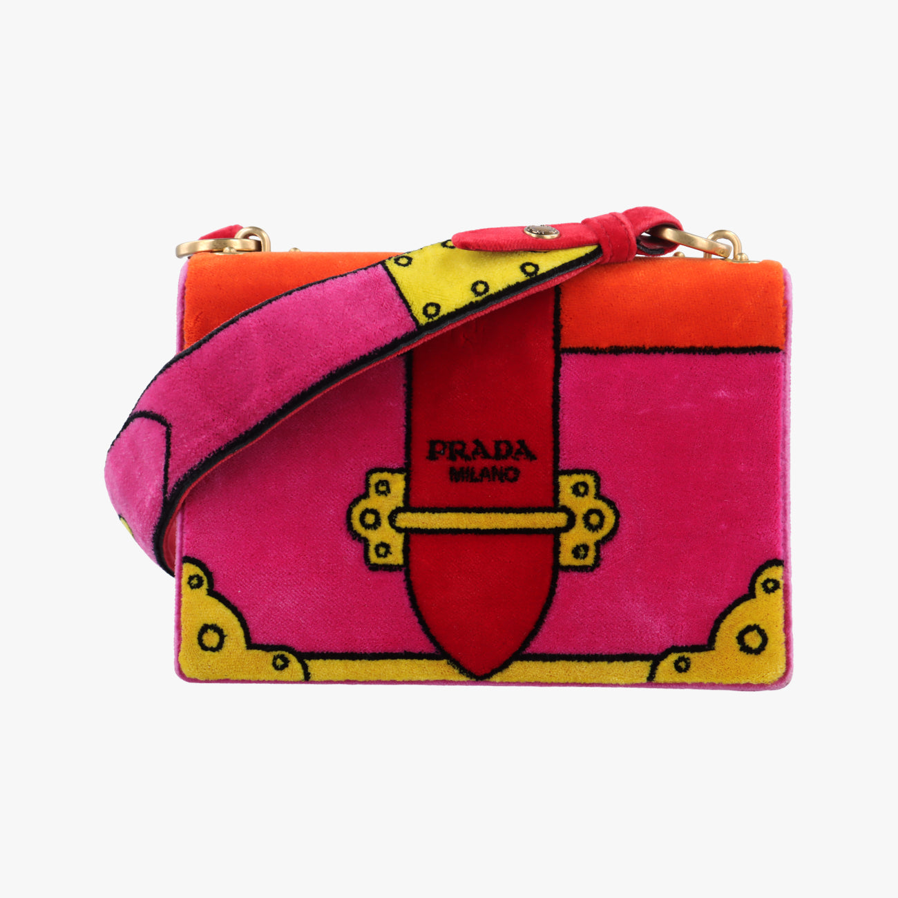 Pre-owned Prada Cahier Multicolour velour 1BD075 shoulderbag | stylenewstar