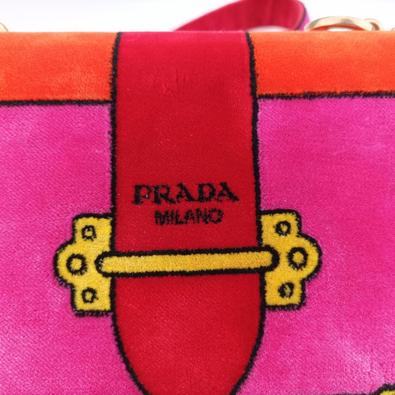 Pre-owned Prada Cahier Multicolour velour 1BD075 shoulderbag | stylenewstar