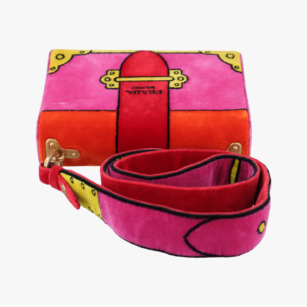 Pre-owned Prada Cahier Multicolour velour 1BD075 shoulderbag | stylenewstar
