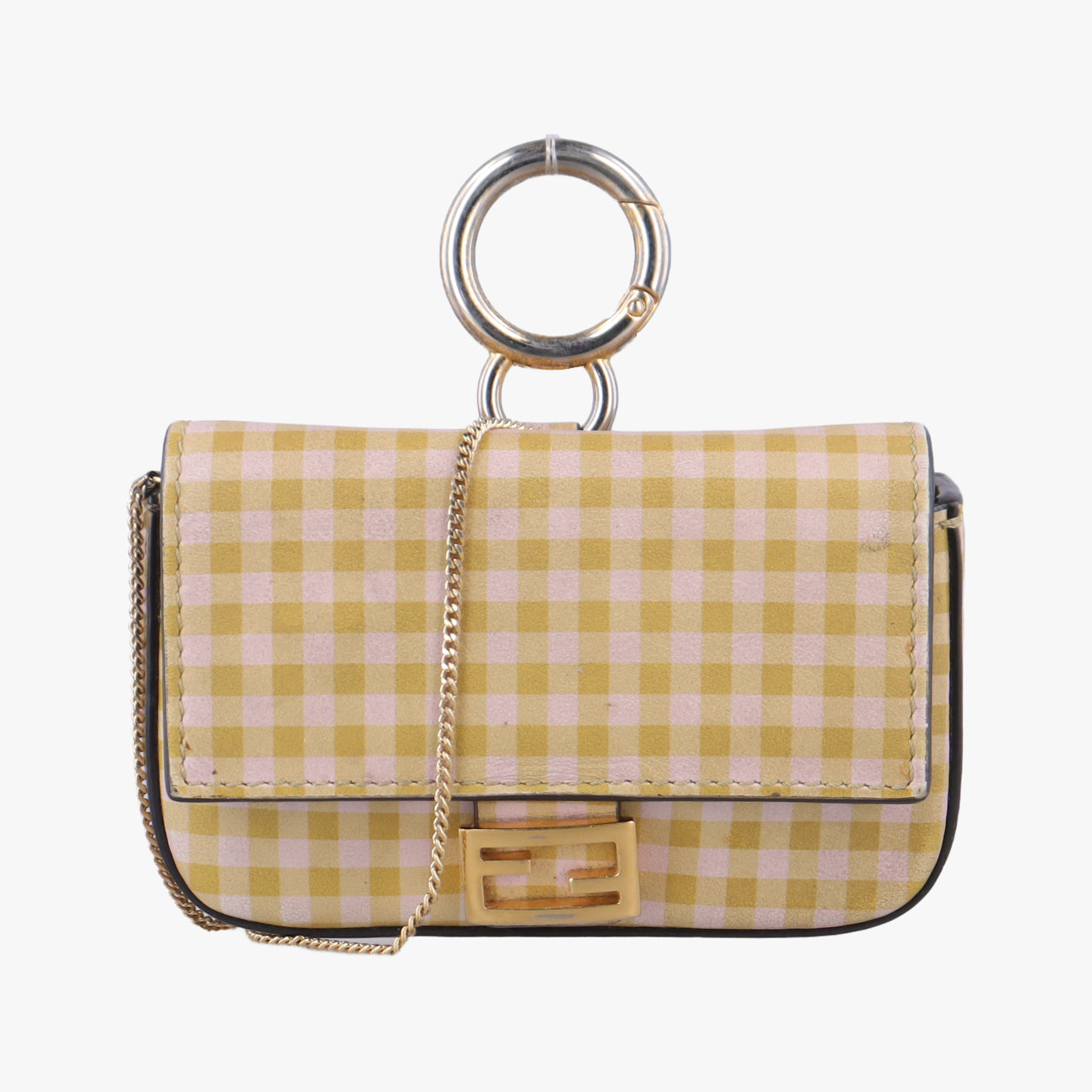 Pre-owned Fendi Nano Baguette Charm Yellow Canvas 7AR844 shoulderbag | stylenewstar