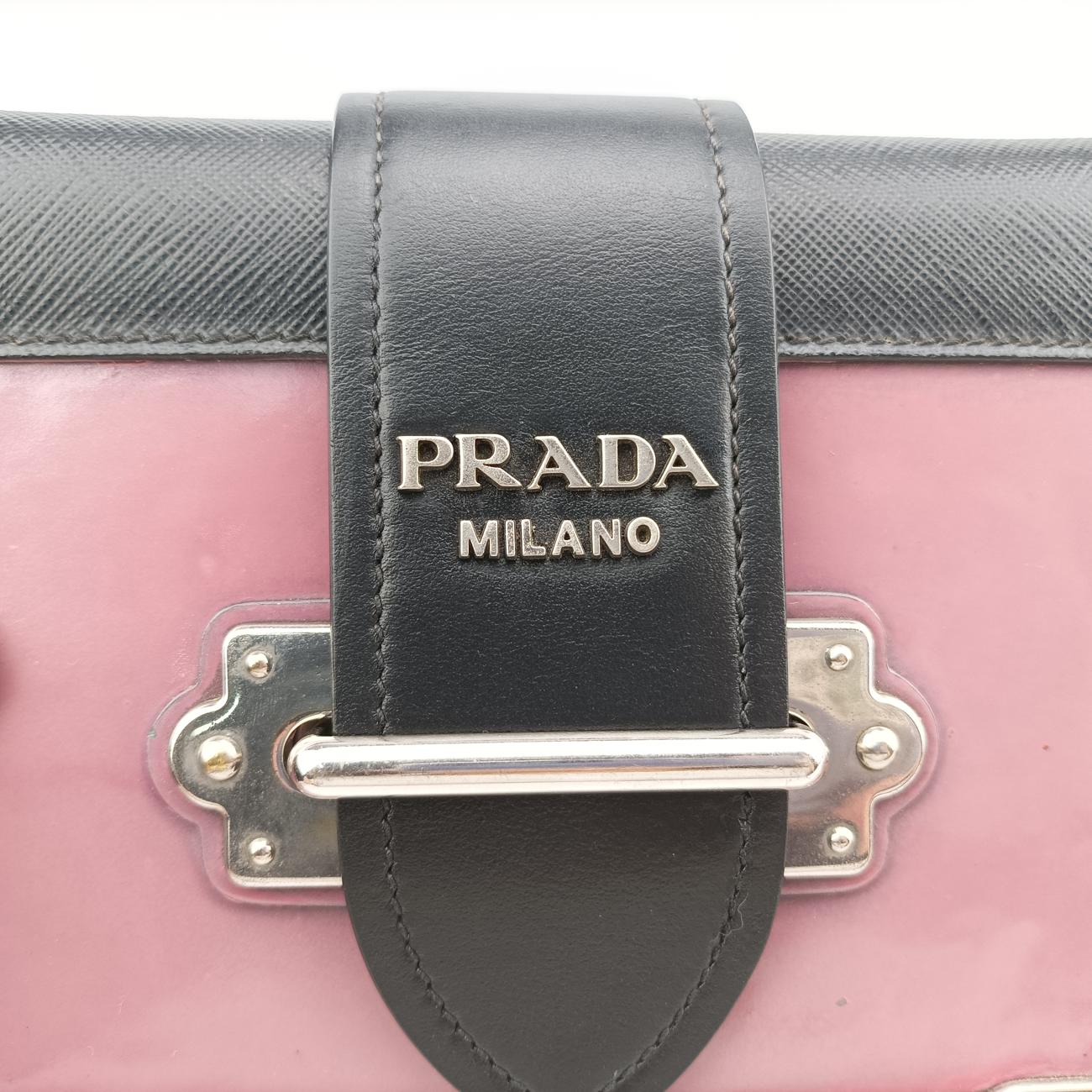 Pre-owned Prada Cahier Black x Purple Leather 1BH018 shoulderbag | stylenewstar