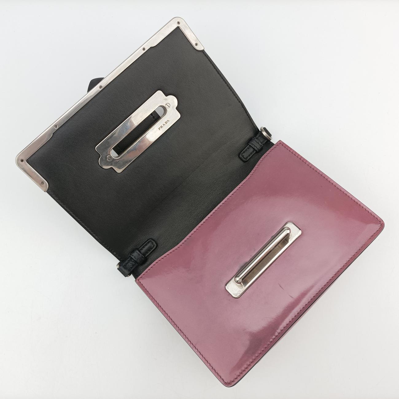 Pre-owned Prada Cahier Black x Purple Leather 1BH018 shoulderbag | stylenewstar