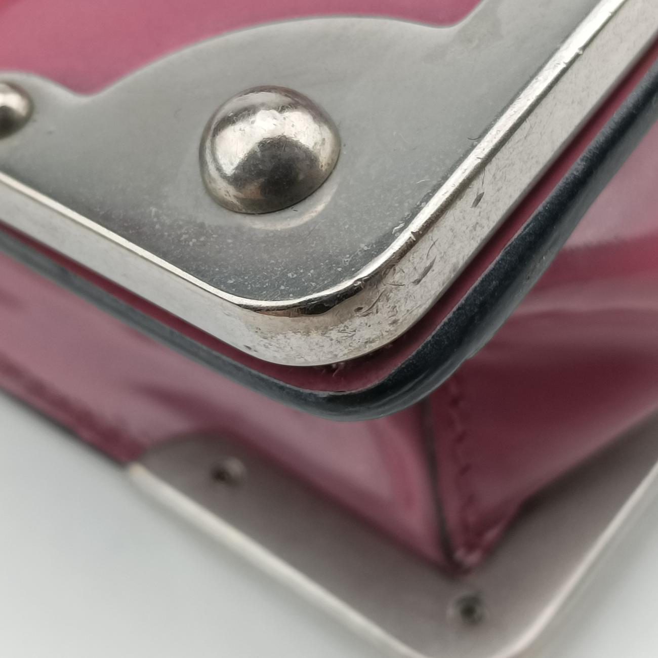 Pre-owned Prada Cahier Black x Purple Leather 1BH018 shoulderbag | stylenewstar