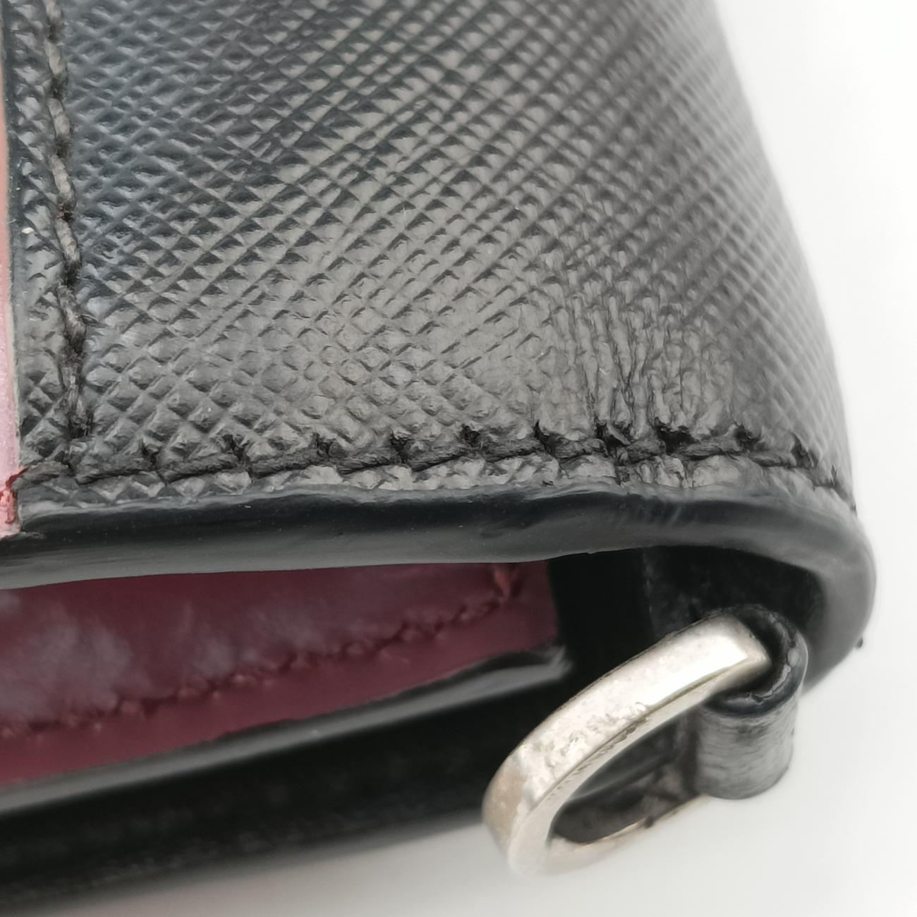 Pre-owned Prada Cahier Black x Purple Leather 1BH018 shoulderbag | stylenewstar