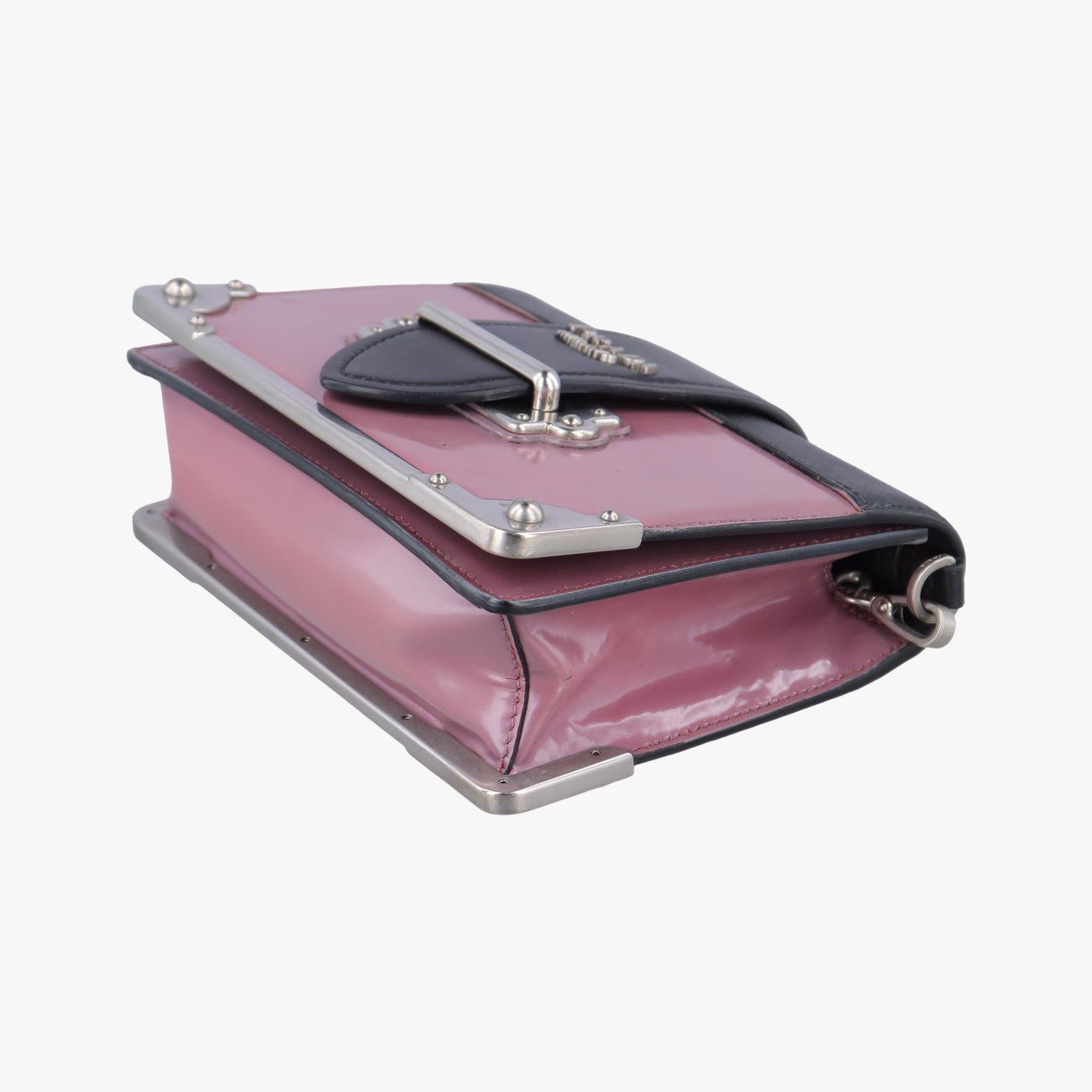 Pre-owned Prada Cahier Black x Purple Leather 1BH018 shoulderbag | stylenewstar