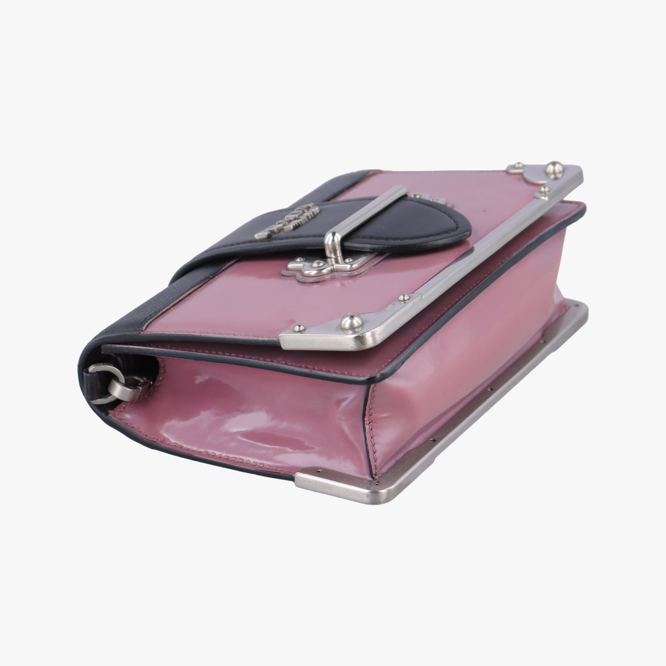 Pre-owned Prada Cahier Black x Purple Leather 1BH018 shoulderbag | stylenewstar