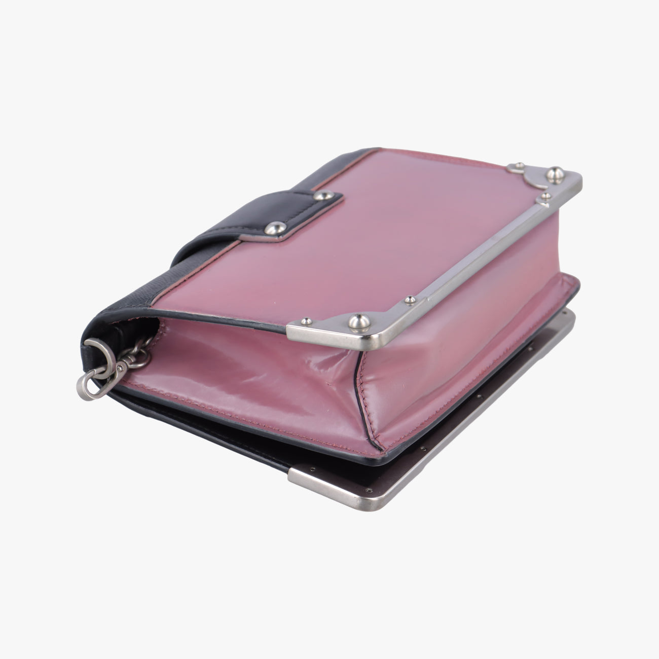 Pre-owned Prada Cahier Black x Purple Leather 1BH018 shoulderbag | stylenewstar