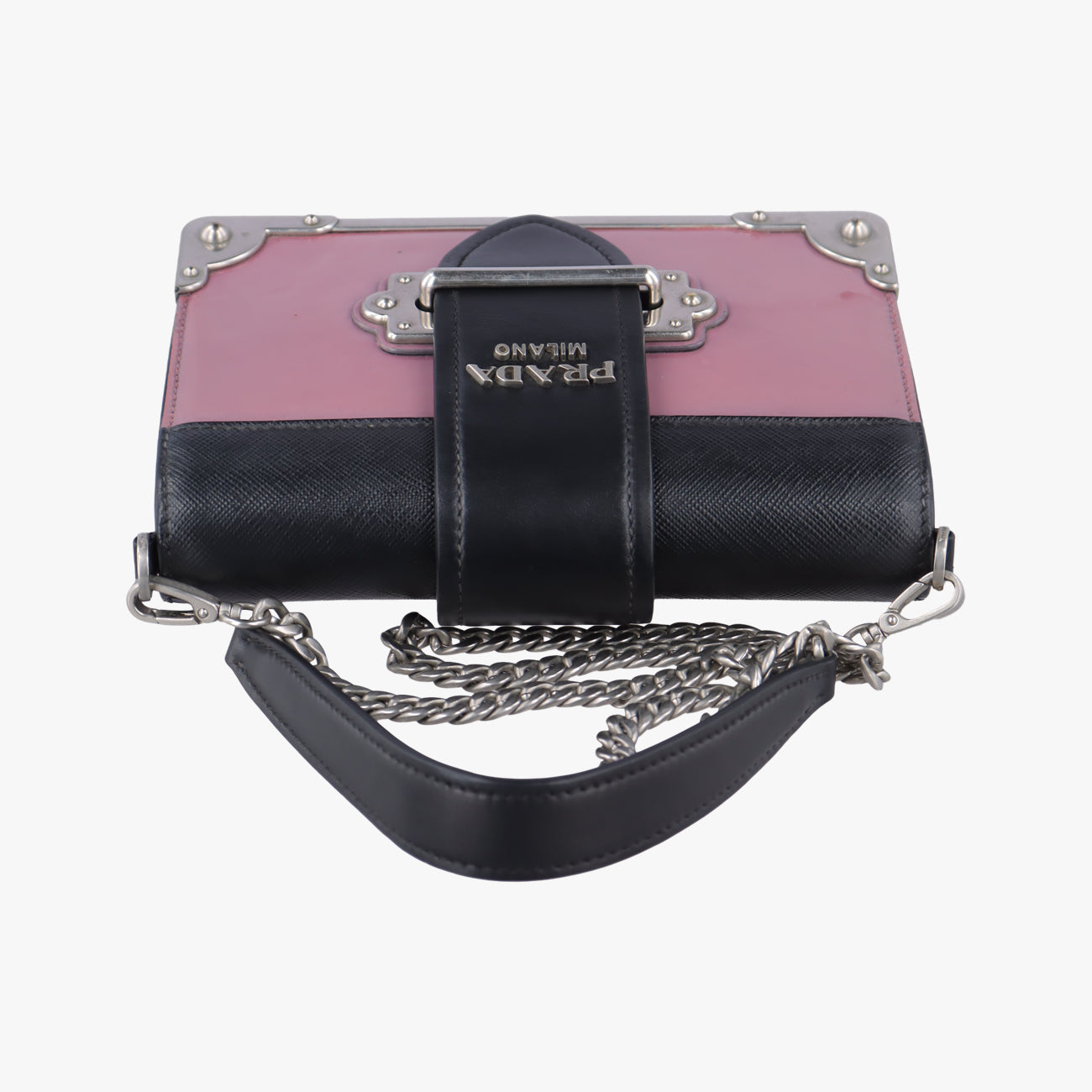 Pre-owned Prada Cahier Black x Purple Leather 1BH018 shoulderbag | stylenewstar