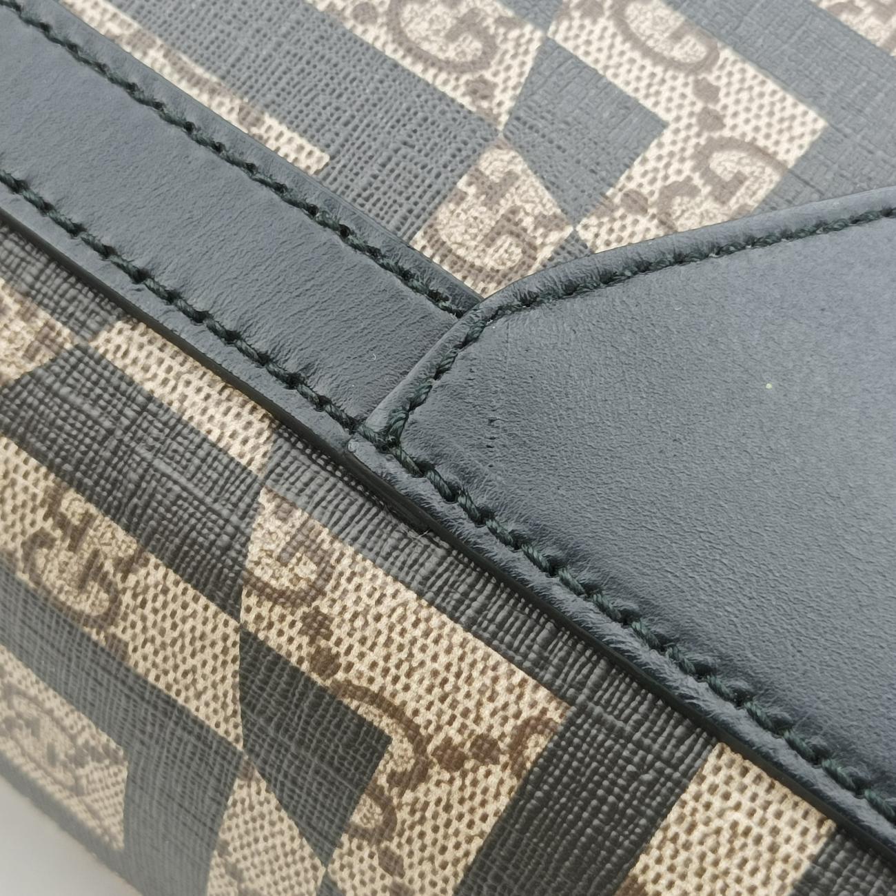 Pre-owned Gucci KALEIDO beige×black PVC coated canvas 406384 handbag | stylenewstar