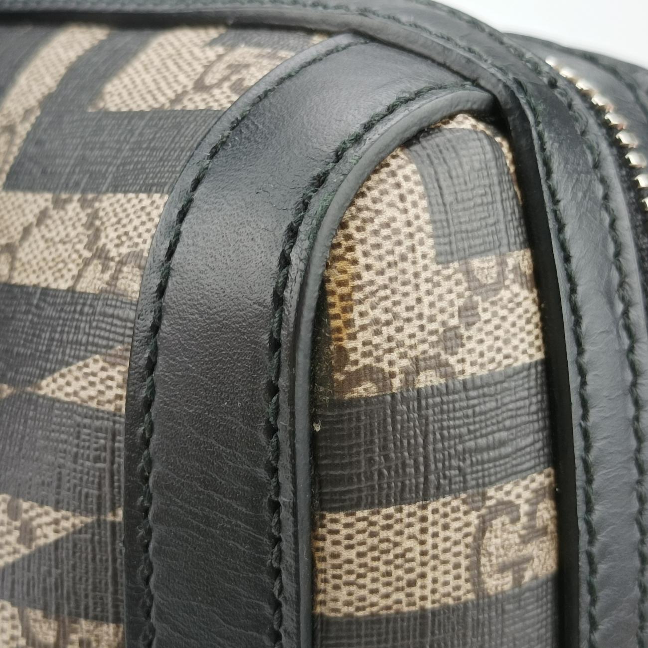 Pre-owned Gucci KALEIDO beige×black PVC coated canvas 406384 handbag | stylenewstar