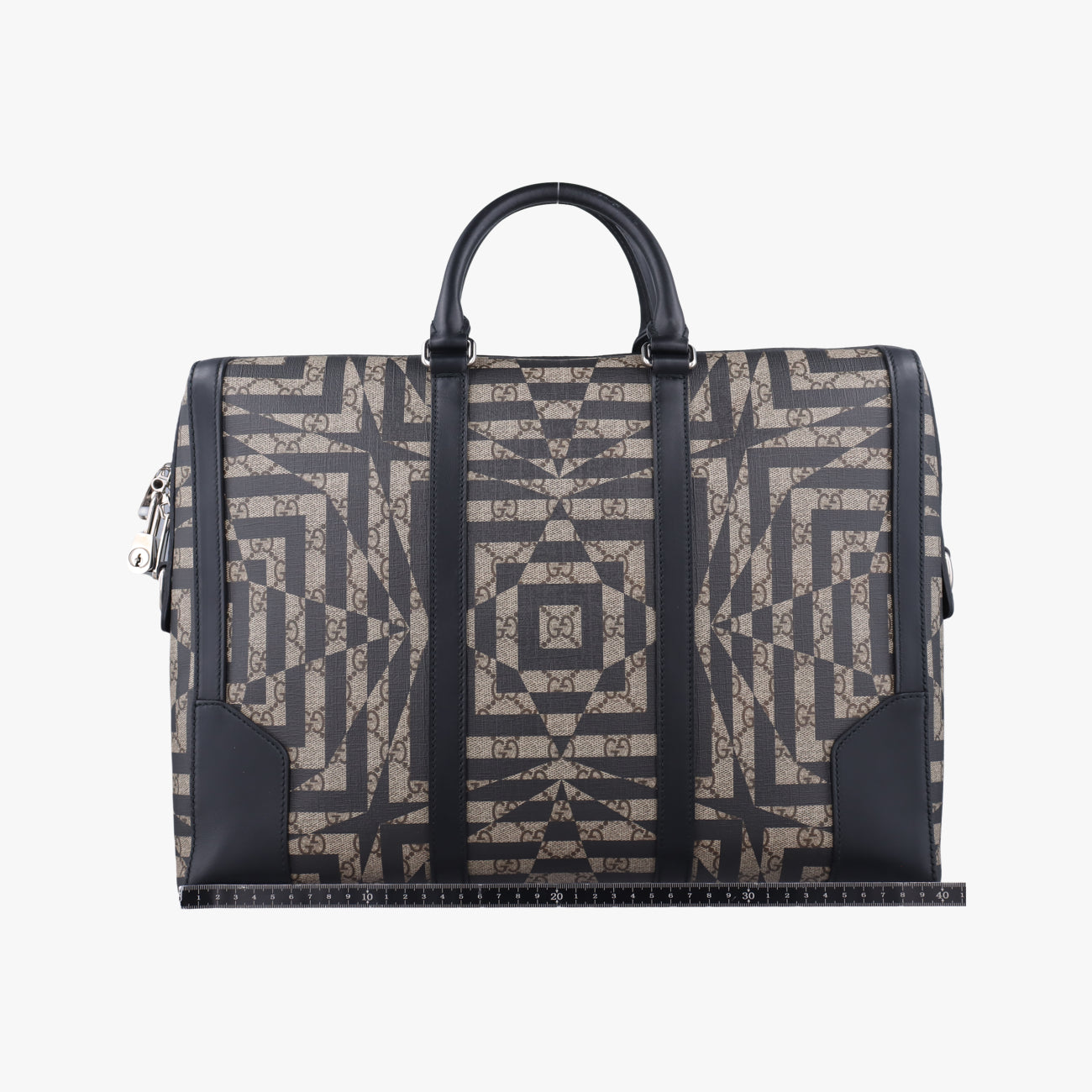 Pre-owned Gucci KALEIDO beige×black PVC coated canvas 406384 handbag | stylenewstar