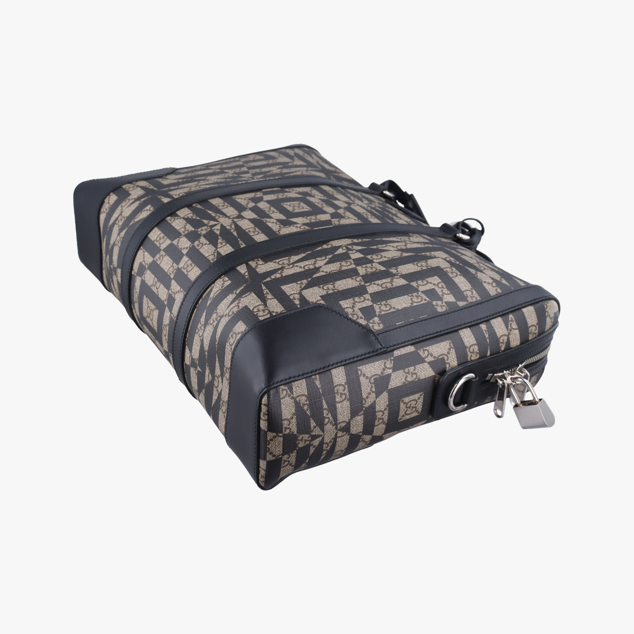 Pre-owned Gucci KALEIDO beige×black PVC coated canvas 406384 handbag | stylenewstar