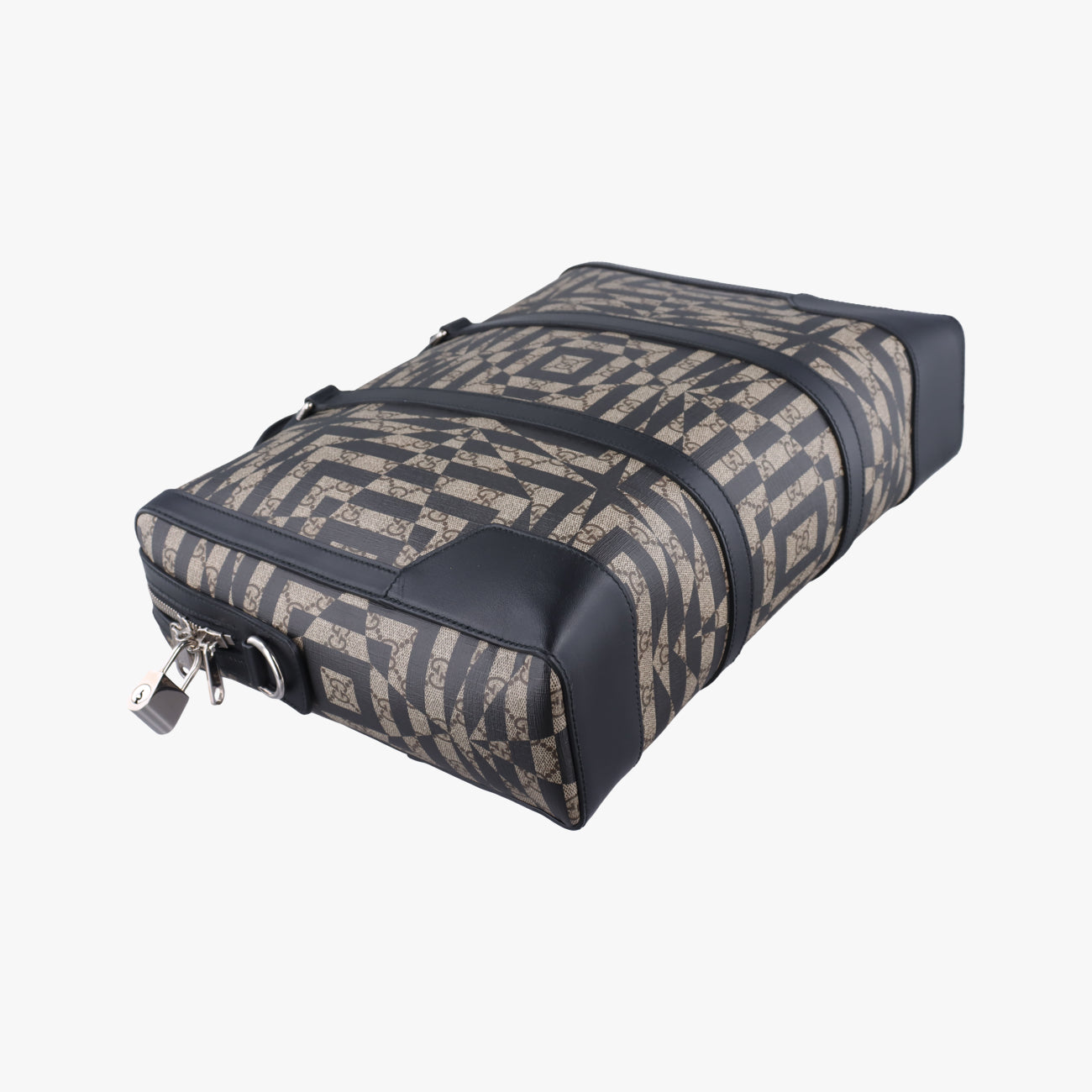 Pre-owned Gucci KALEIDO beige×black PVC coated canvas 406384 handbag | stylenewstar