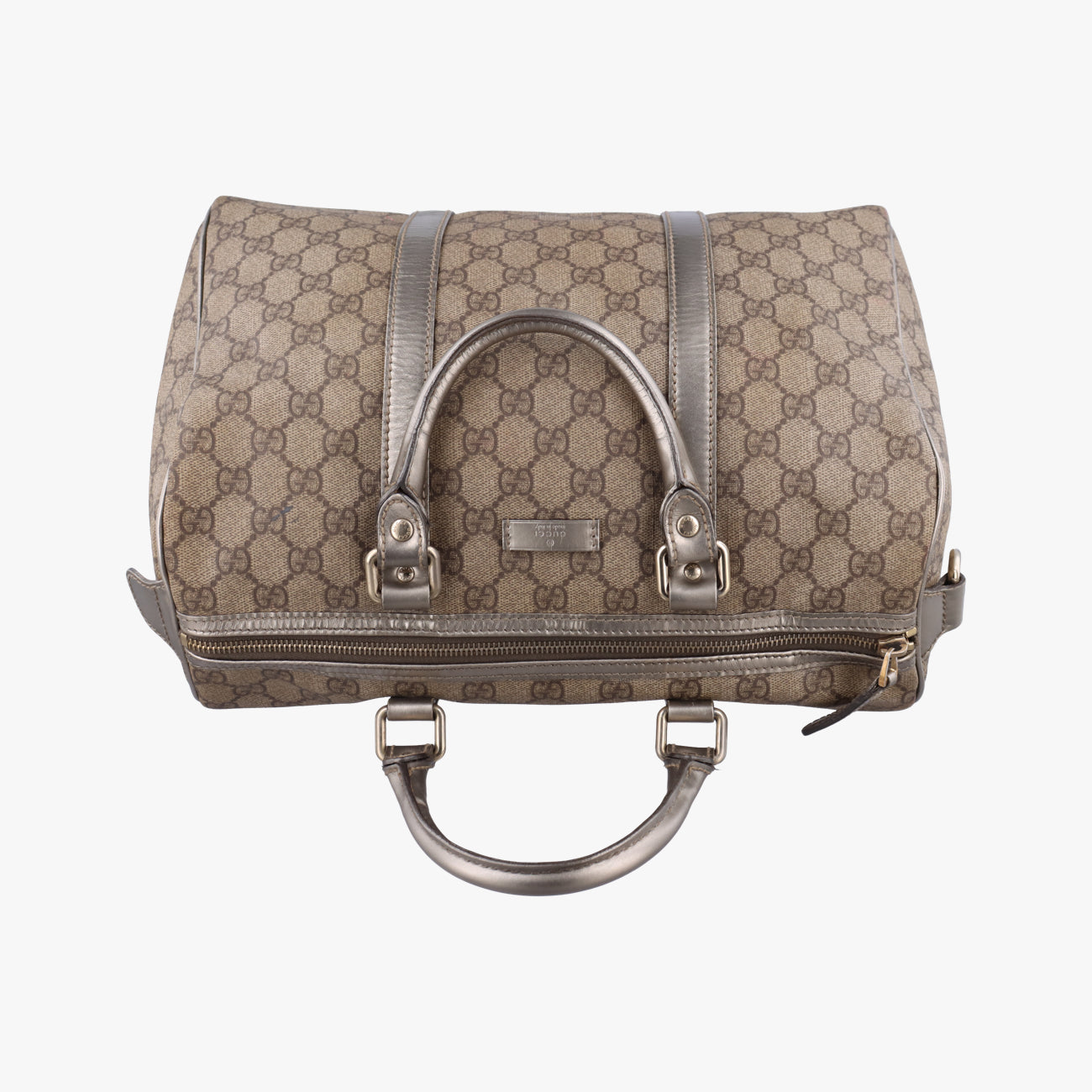 Pre-owned Gucci GG plus Spring Joy GG Supreme beige×silver PVC coated canvas 193603 handbag | stylenewstar