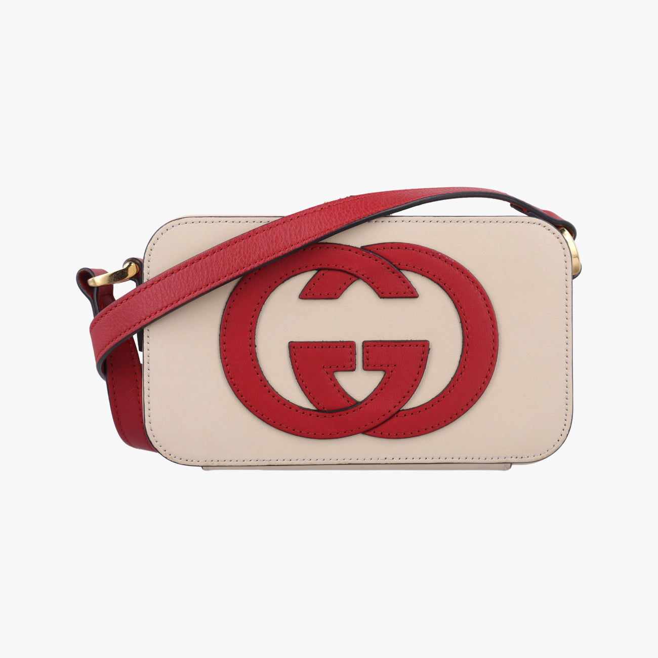 Pre-owned Gucci Interlocking G White×red Leather 658230 shoulderbag | stylenewstar