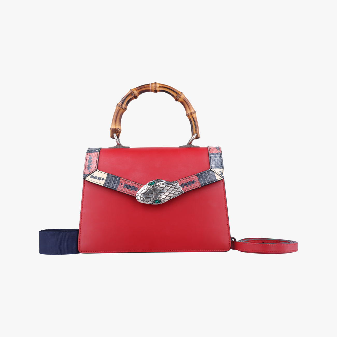 Pre-owned Gucci Lilith Bamboo Coral Snake Red x Multicolor Leather 453751 shoulderbag | stylenewstar