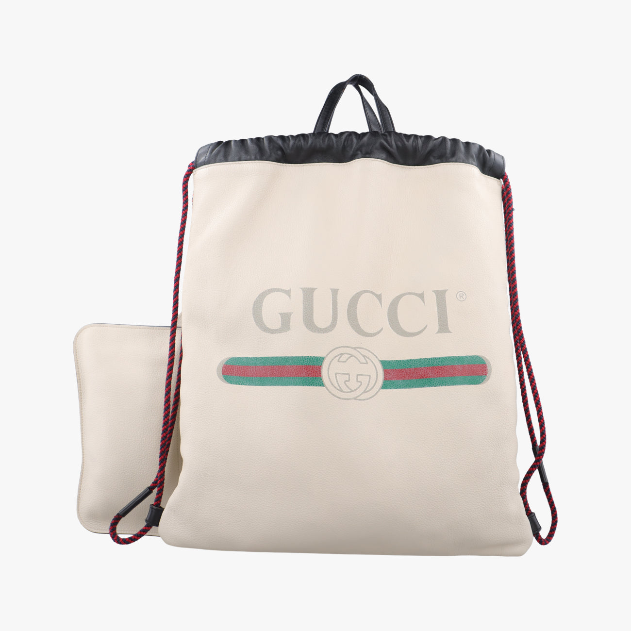 Secondhand Gucci Print Drawstring White Leather 516639 backpack/rucksack | stylenewstar