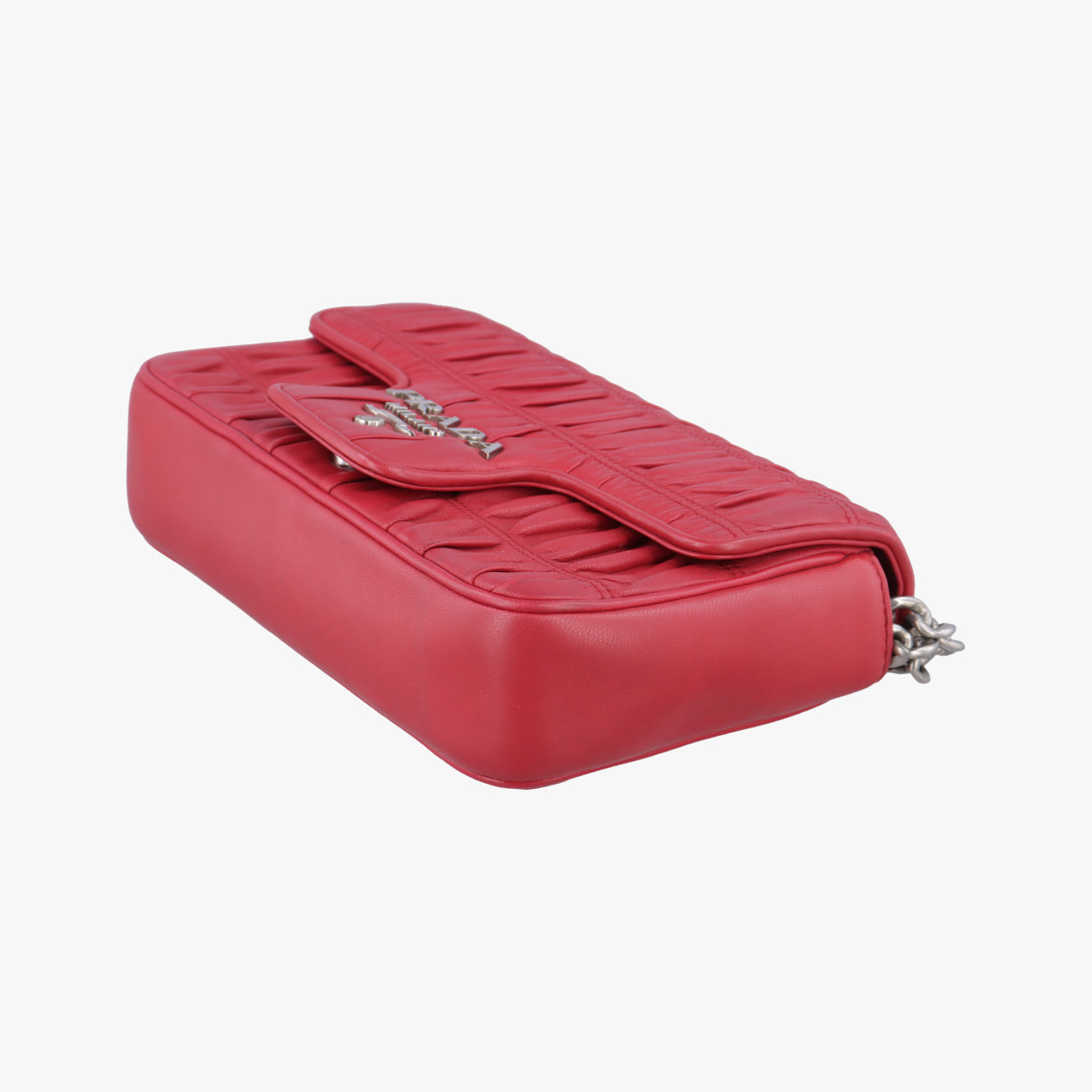 Pre-owned Prada Nappa Gaufre Red lambskin 1BD140 shoulderbag | stylenewstar