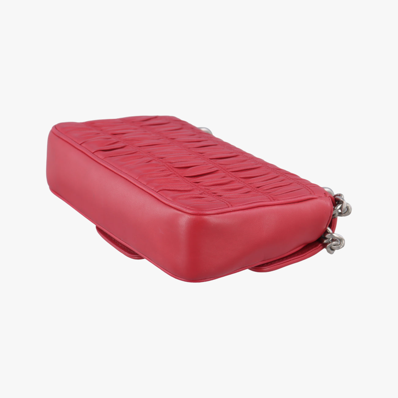 Pre-owned Prada Nappa Gaufre Red lambskin 1BD140 shoulderbag | stylenewstar