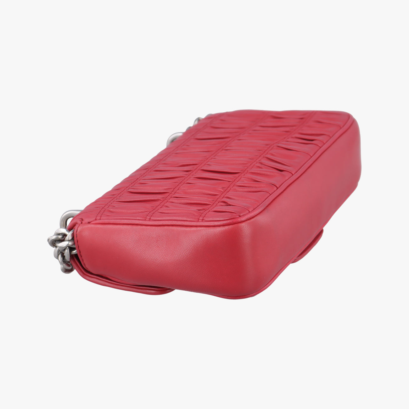 Pre-owned Prada Nappa Gaufre Red lambskin 1BD140 shoulderbag | stylenewstar