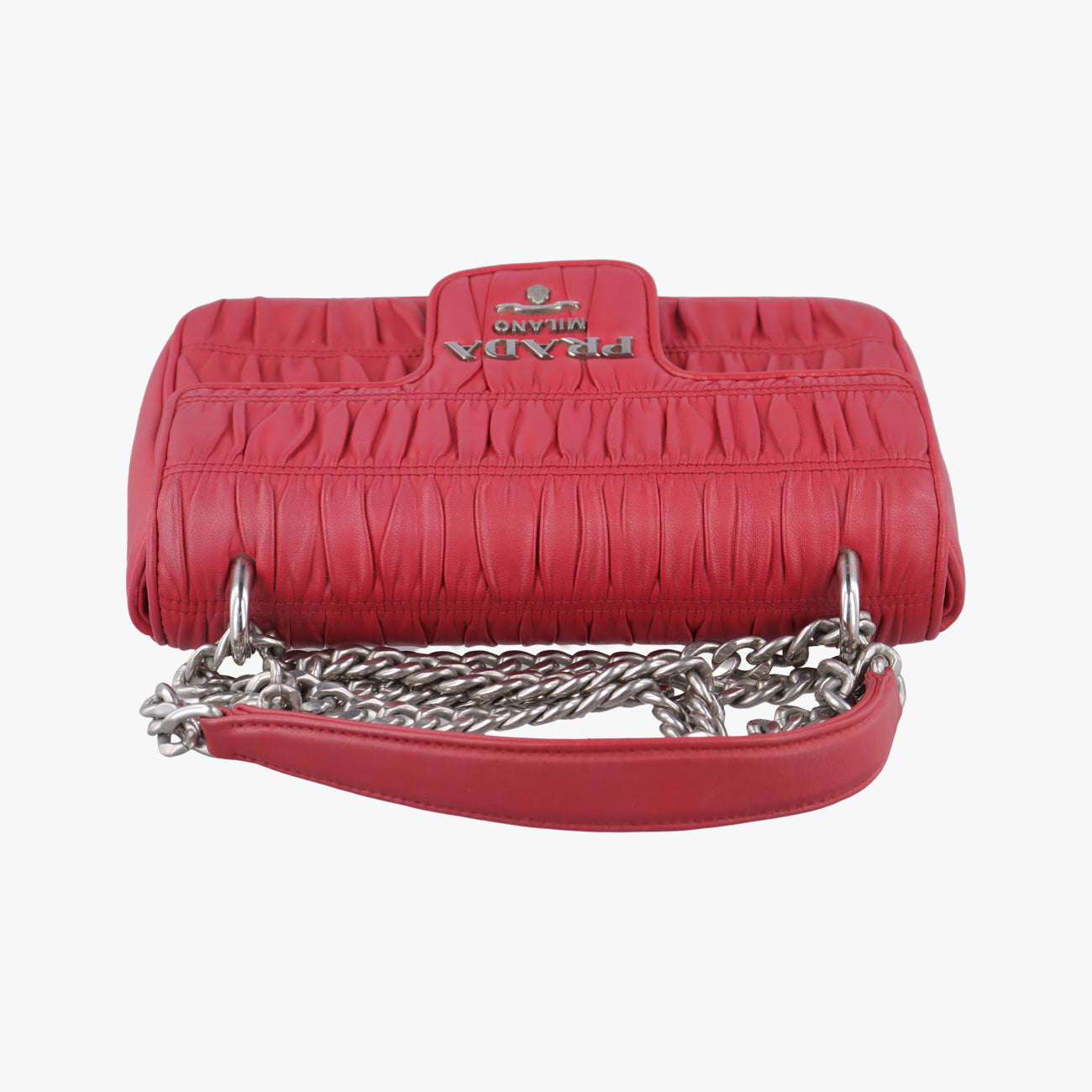 Pre-owned Prada Nappa Gaufre Red lambskin 1BD140 shoulderbag | stylenewstar