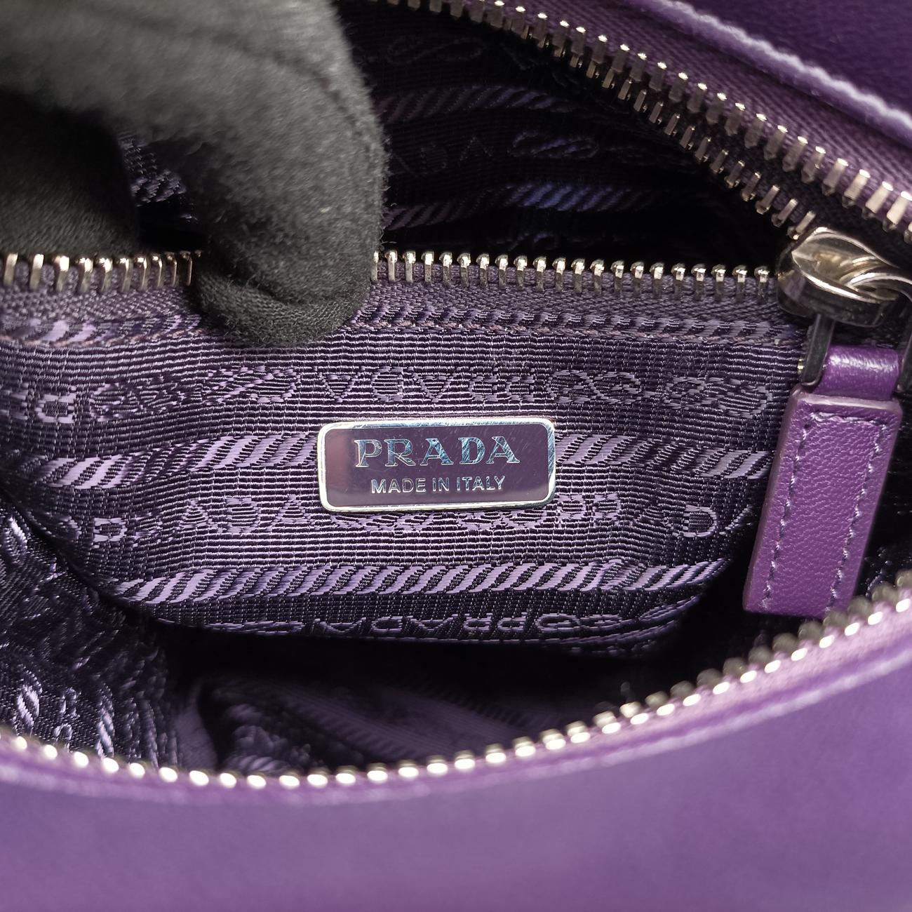 Secondhand Prada Turquoise Mini Tote Purple lambskin 1BG418 shoulderbag | stylenewstar
